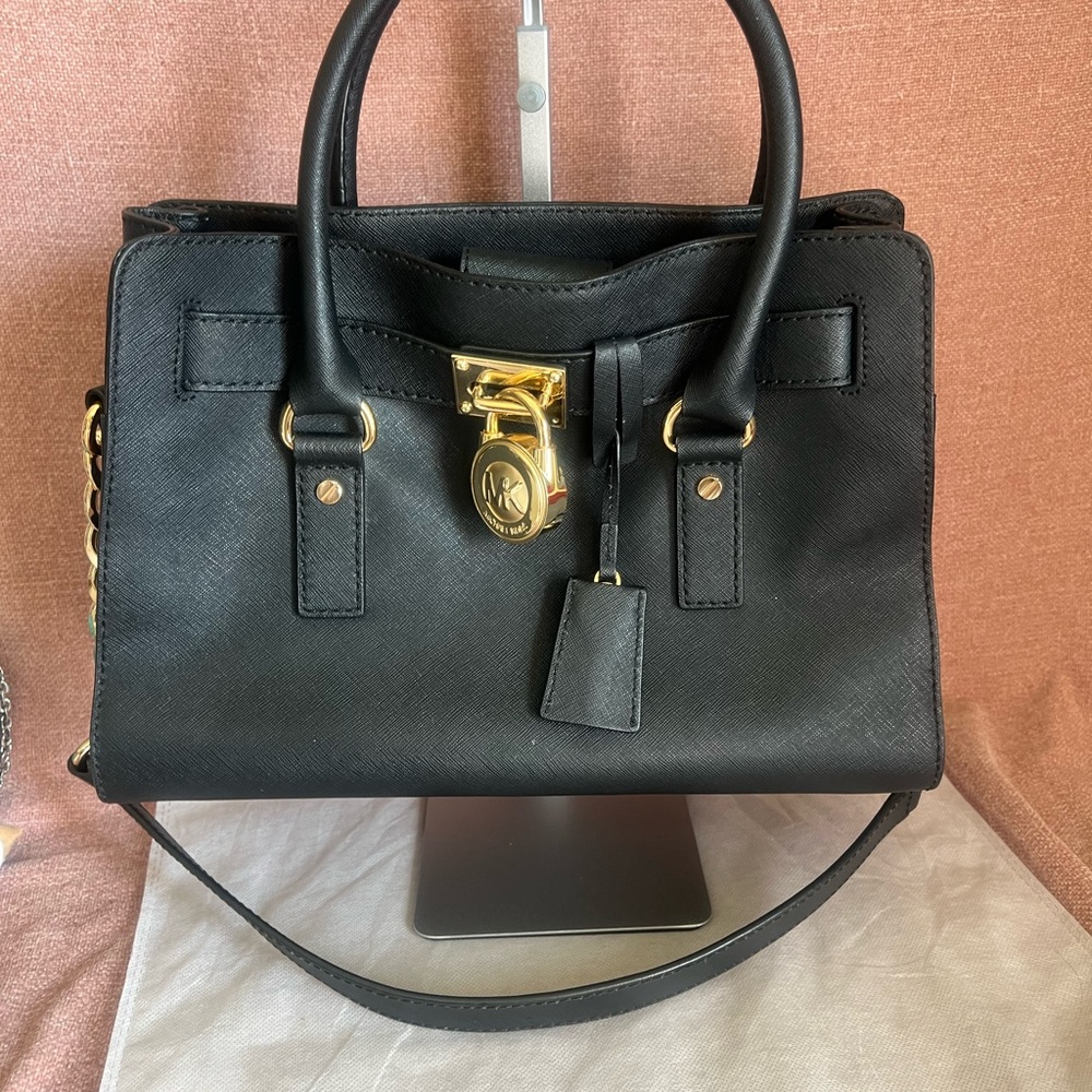 Michael Kors Hamilton Black Bag with Gold Hardware